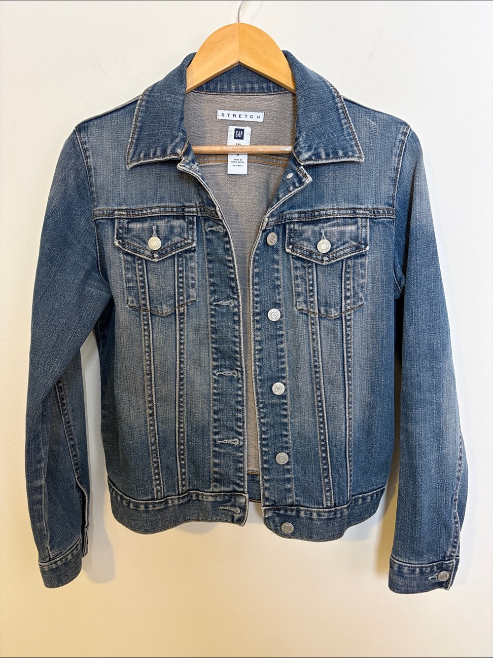 Gap Y2K Stretch Denim Jacket Women’s M 2004 Fitted Medium Blue Wash